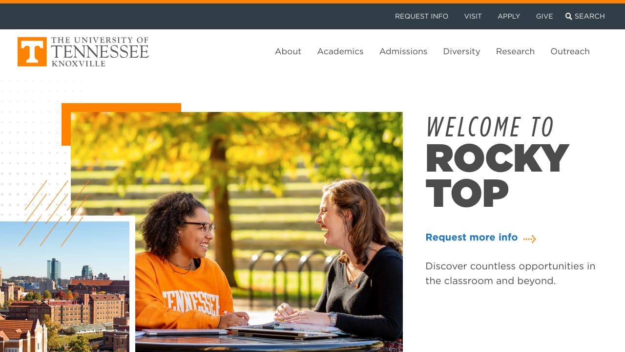 University of Tennessee, Knoxville website screenshot