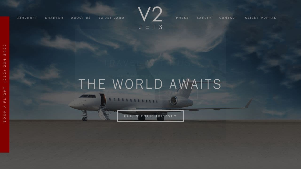 V2 Jets website screenshot