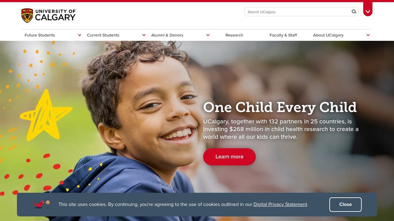 University of Calgary website screenshot