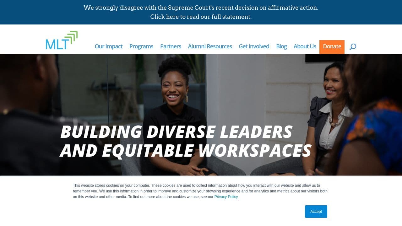 Management Leadership for Tomorrow website screenshot