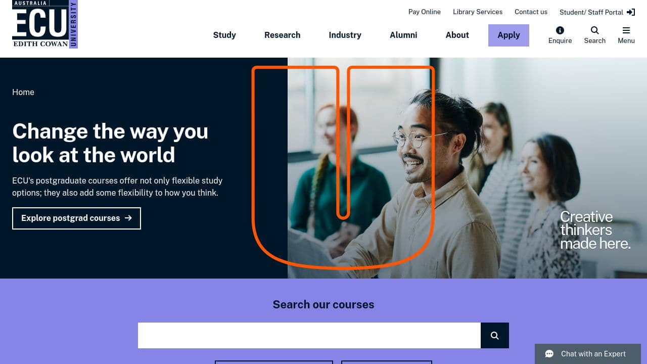 Edith Cowan University website screenshot