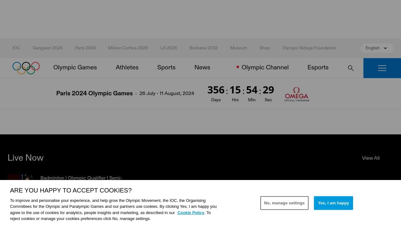 Olympic Channel Services website screenshot