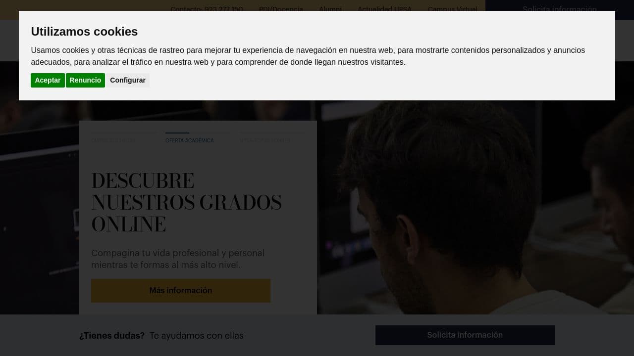 Universidad Pontificia de Salamanca website screenshot