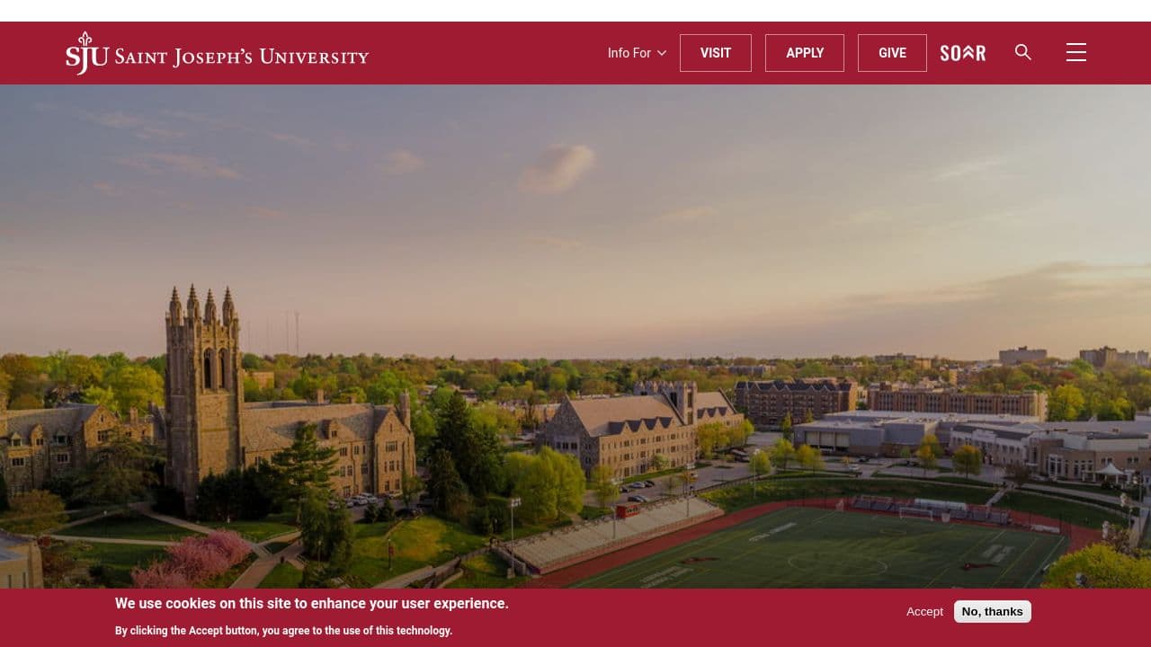 University of the Sciences in Philadelphia website screenshot