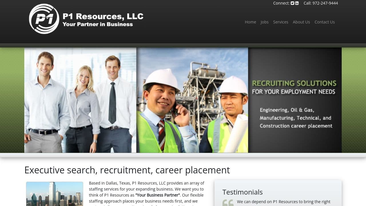P1 Resources website screenshot