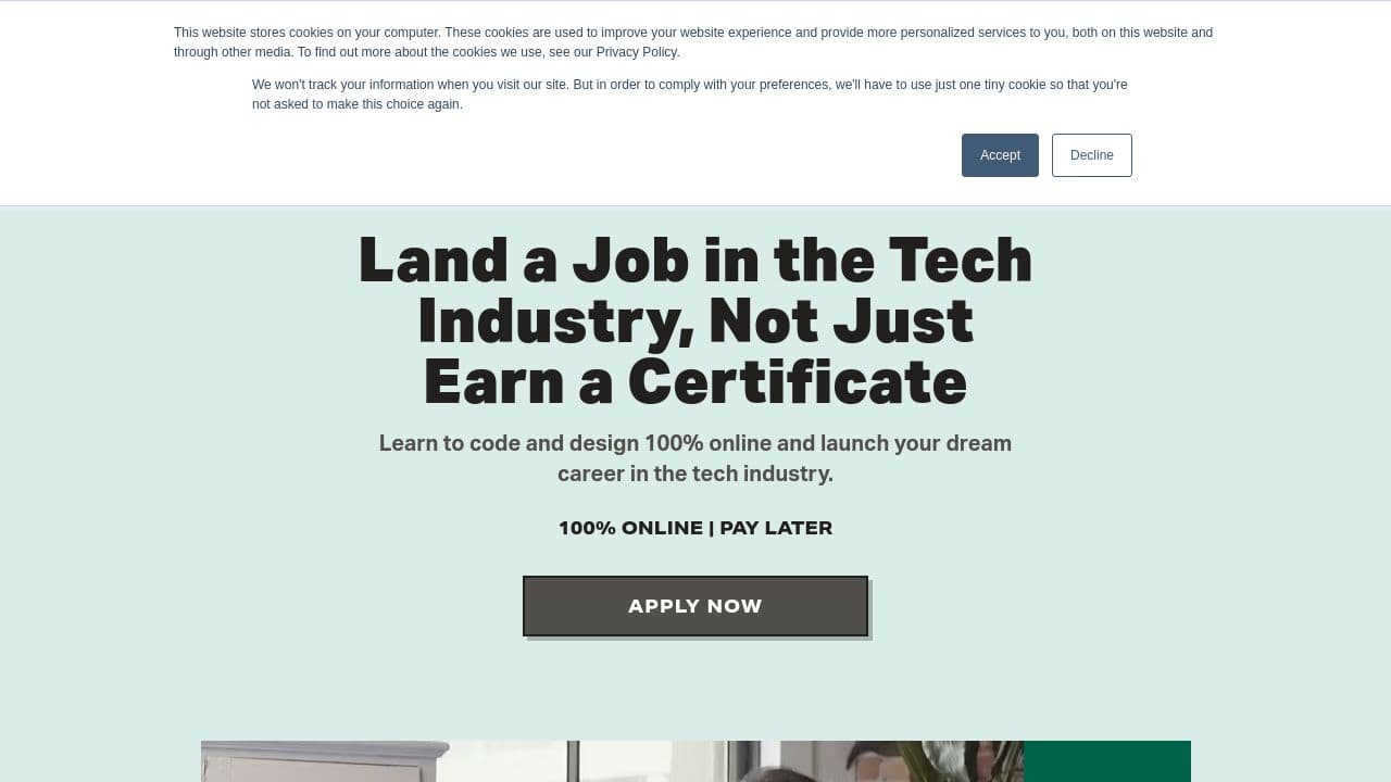 V School website screenshot