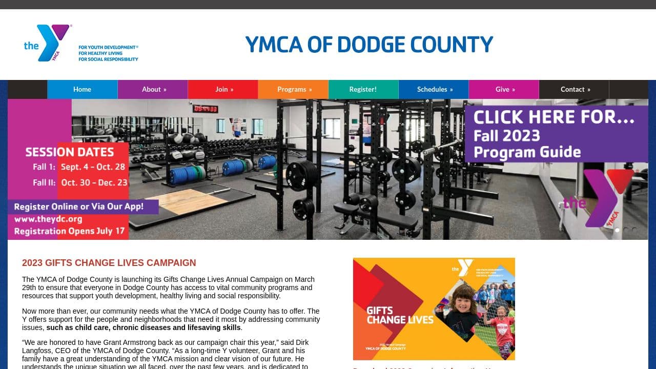 YMCA of Dodge County website screenshot