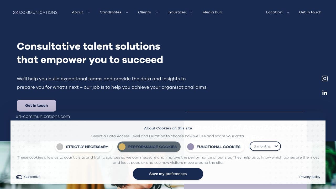 X4 Communications  website screenshot