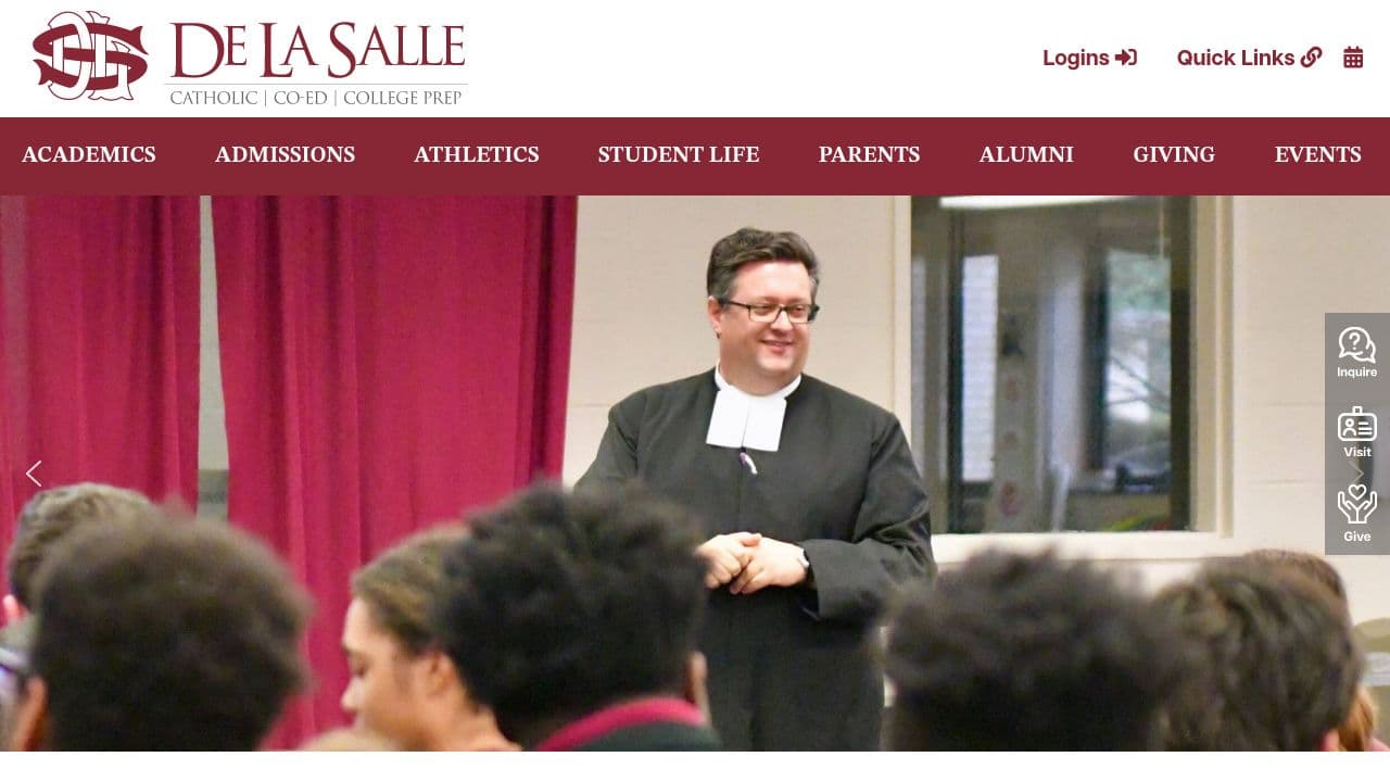 De La Salle High School New Orleans website screenshot