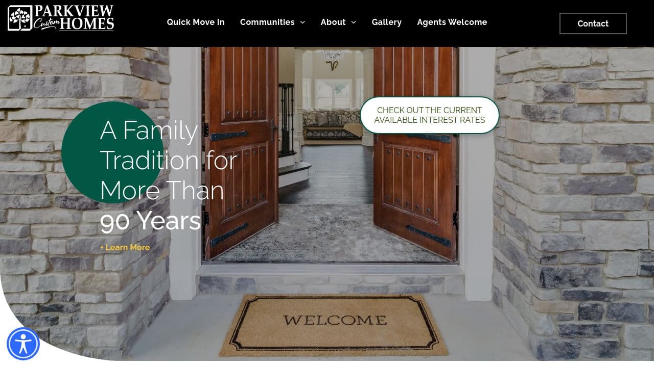 Parkview Homes website screenshot