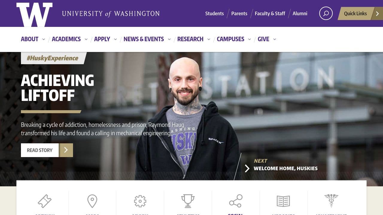 University of Washington College of Engineering website screenshot