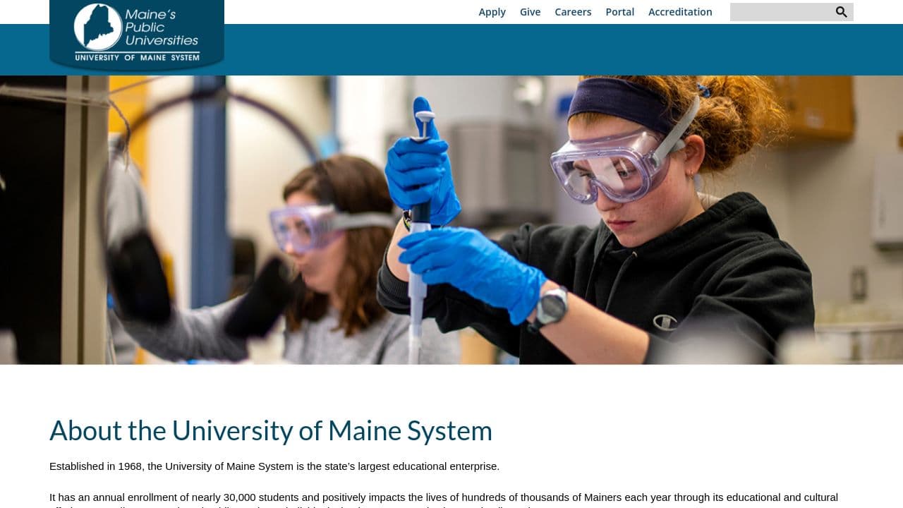 University of Southern Maine website screenshot