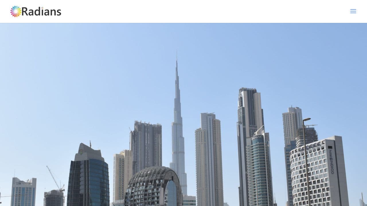 Radians website screenshot