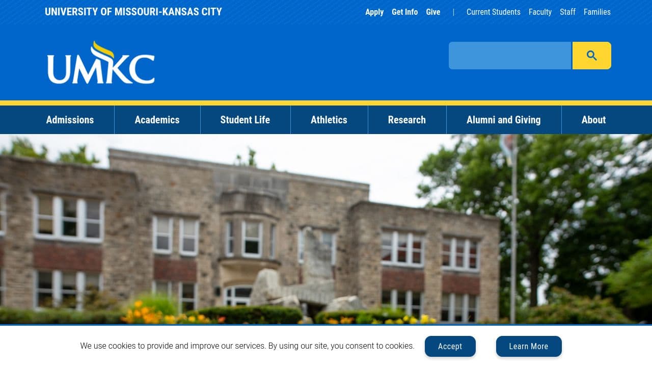 University of Missouri-Kansas City website screenshot