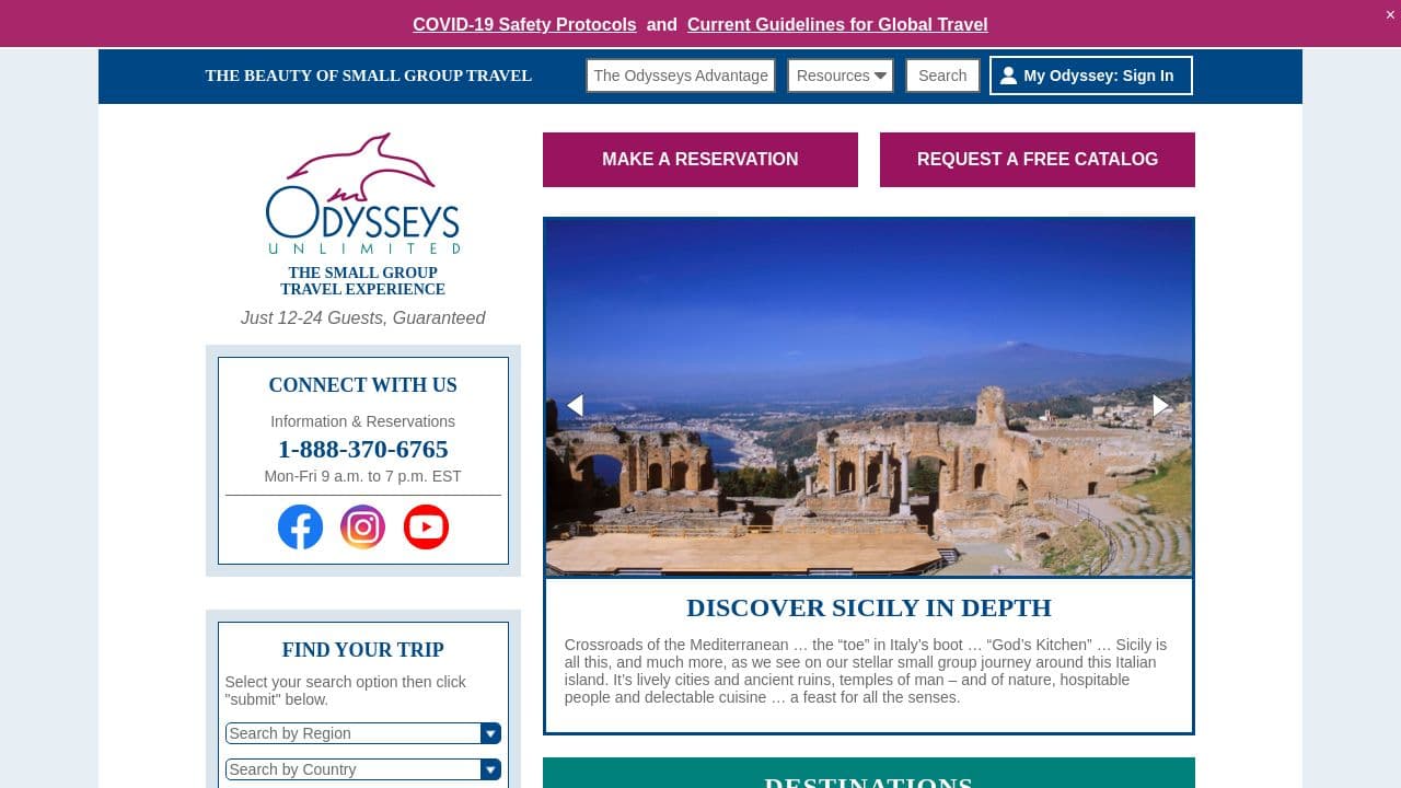 Odysseys Unlimited website screenshot