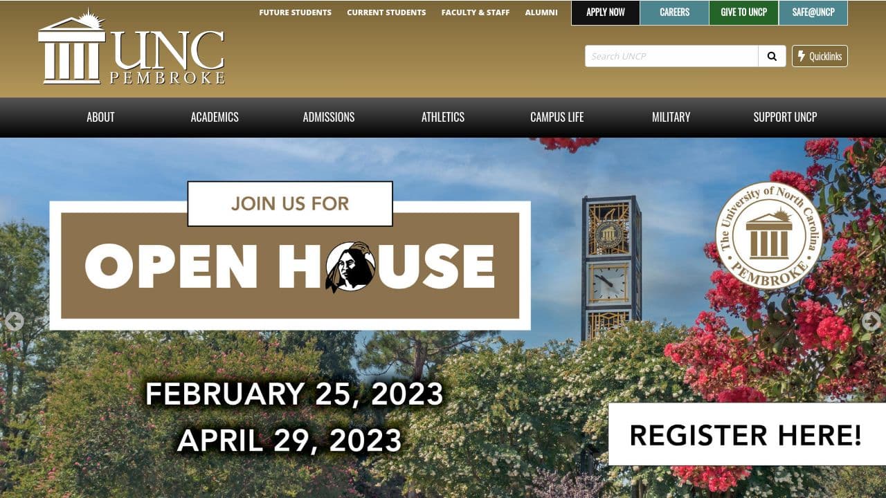 UNCP website screenshot