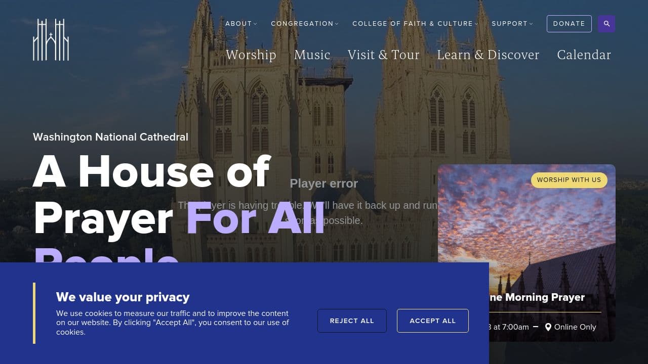 National Cathedral School website screenshot