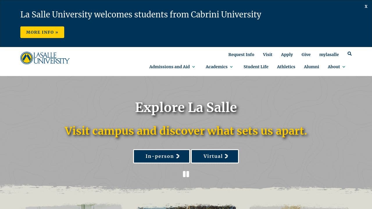 La Salle University website screenshot