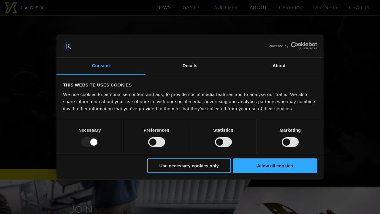 Jagex website screenshot