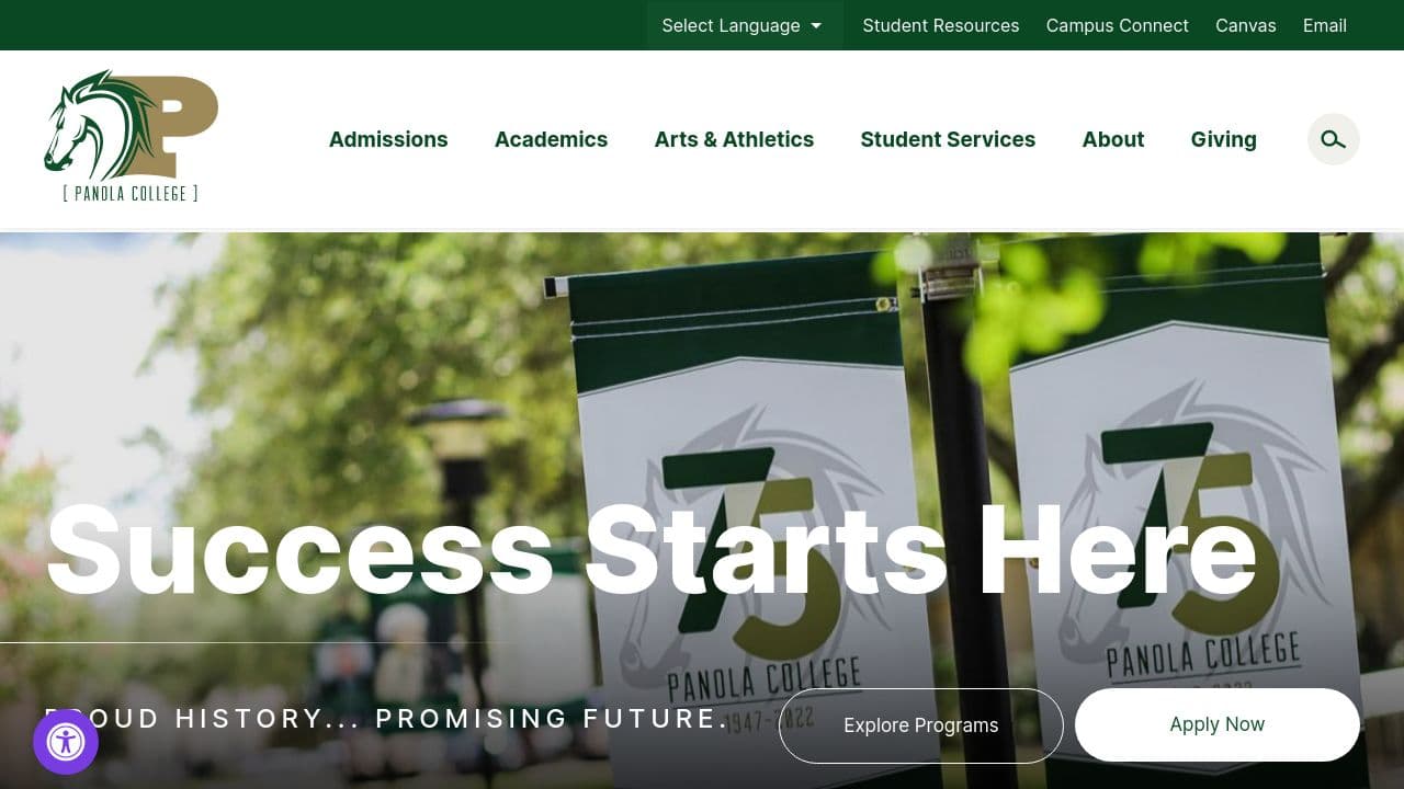 panola college website screenshot