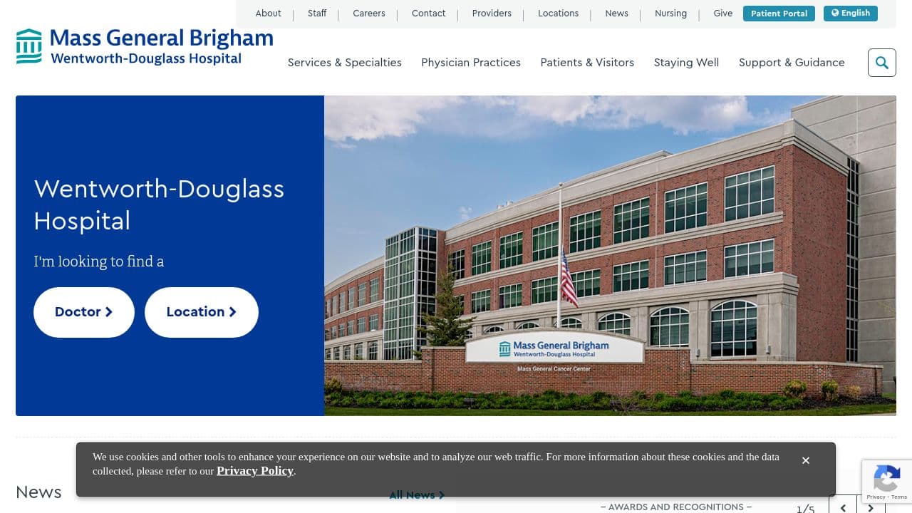 Wentworth-Douglass Hospital website screenshot