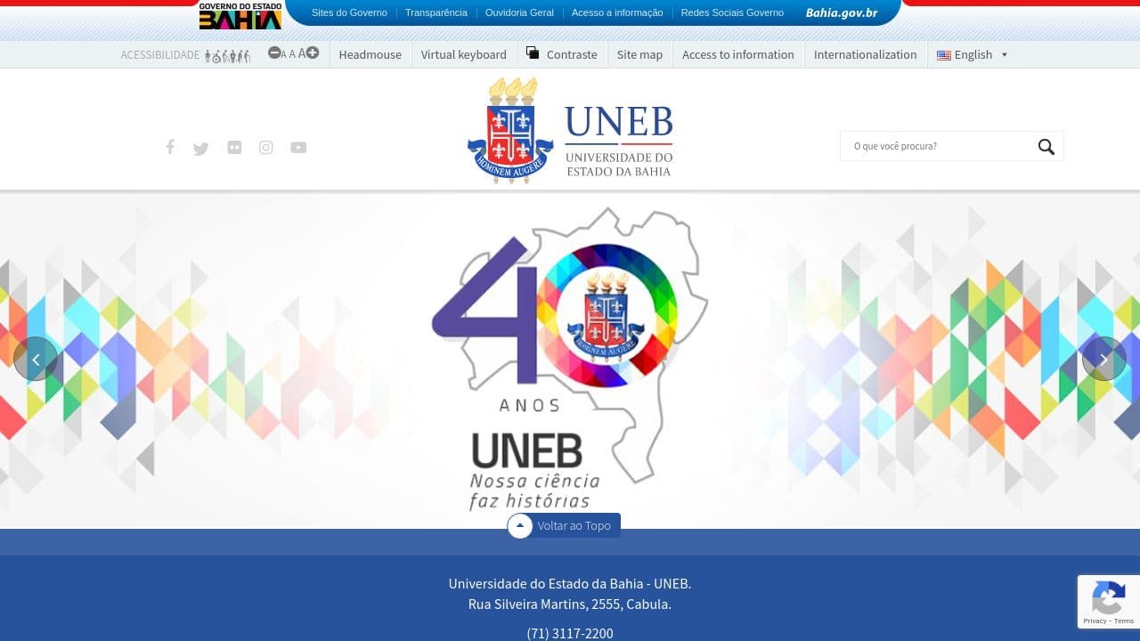 Universidade do Estado da Bahia website screenshot