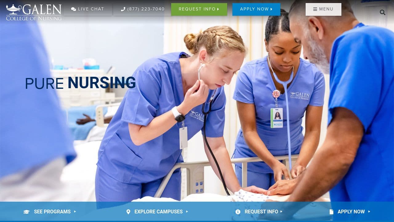 galen college of nursing website screenshot