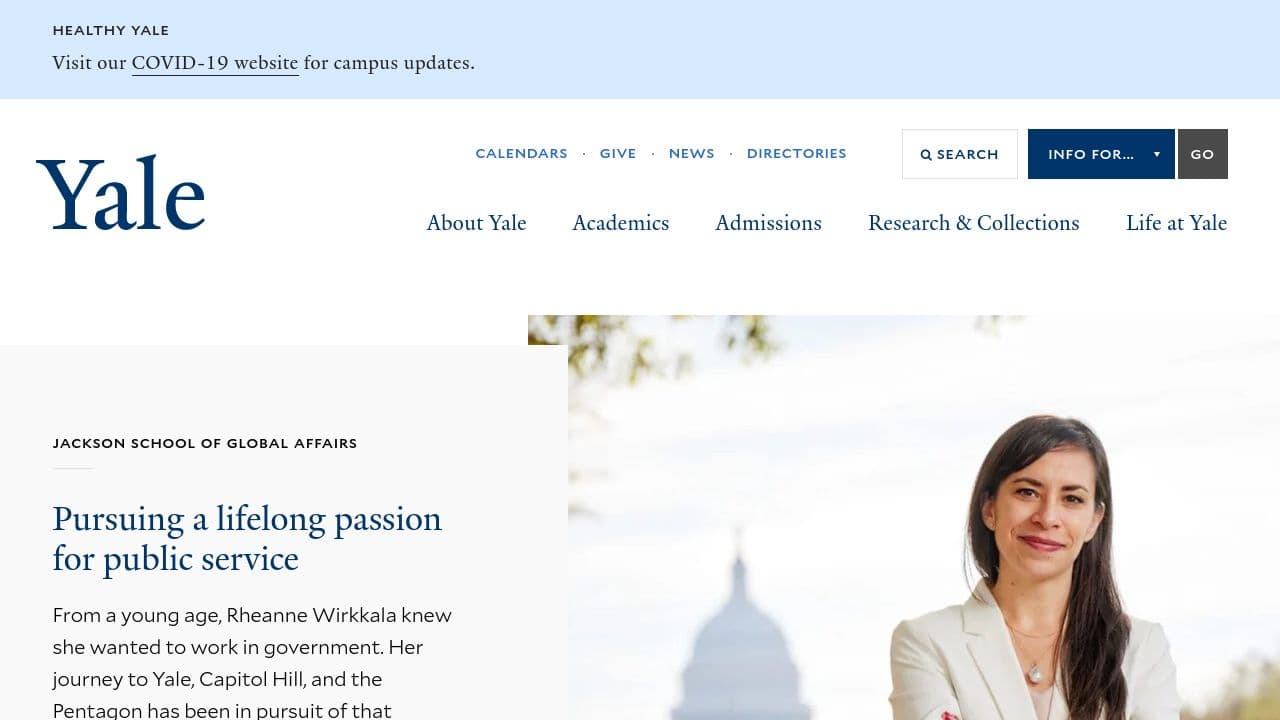 Yale Law School website screenshot