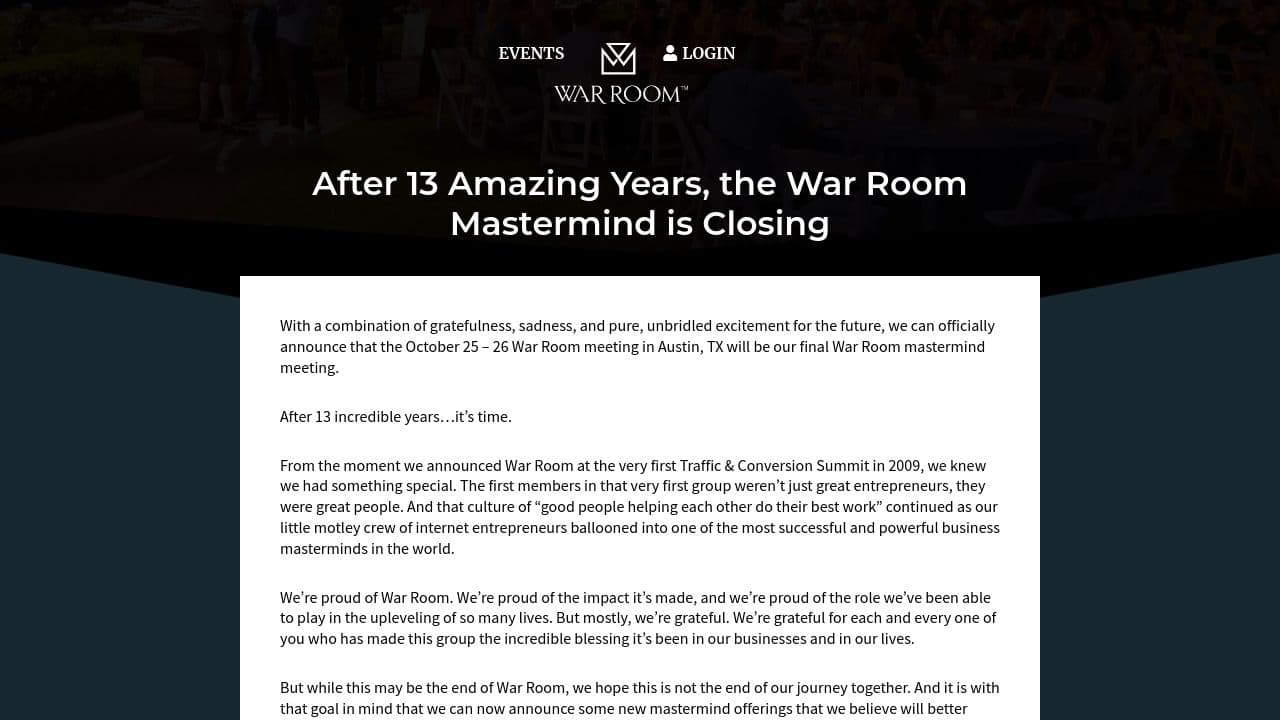War Room website screenshot