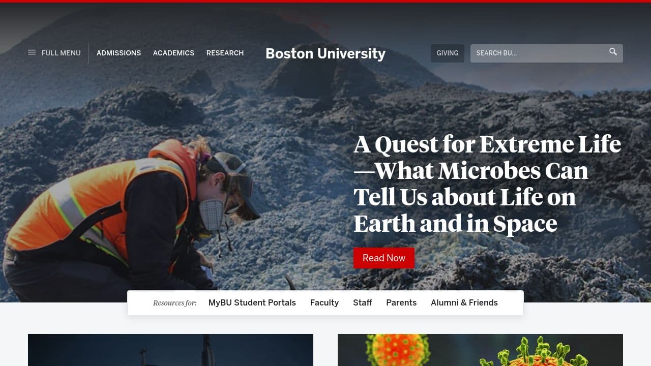 Questrom School of Business, Boston University website screenshot