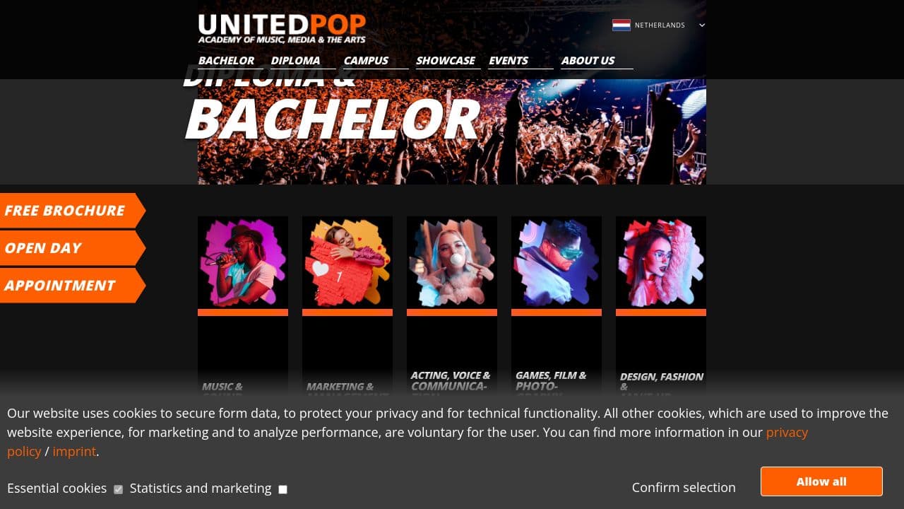 United POP website screenshot