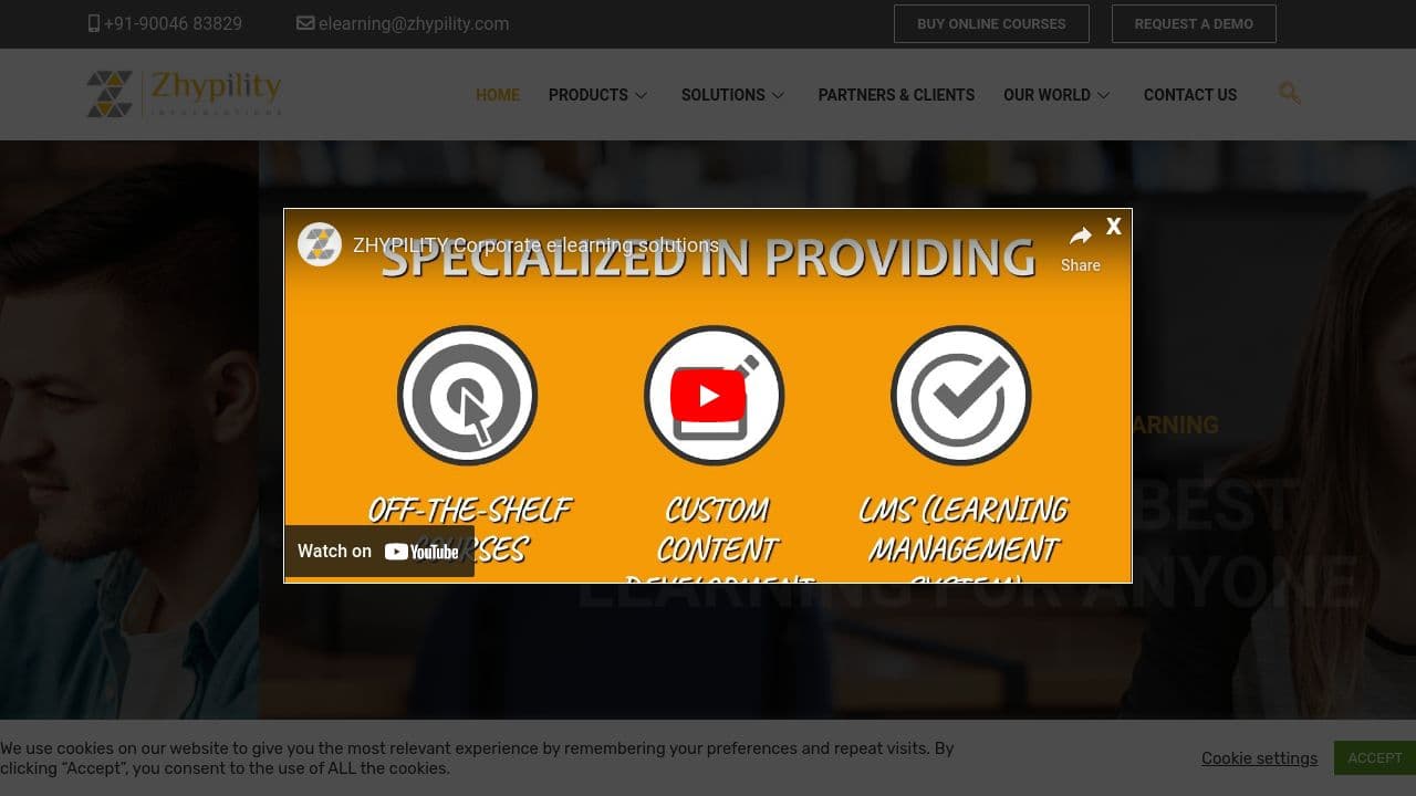 ZHYPILITY:  E-Learning Solutions Company website screenshot
