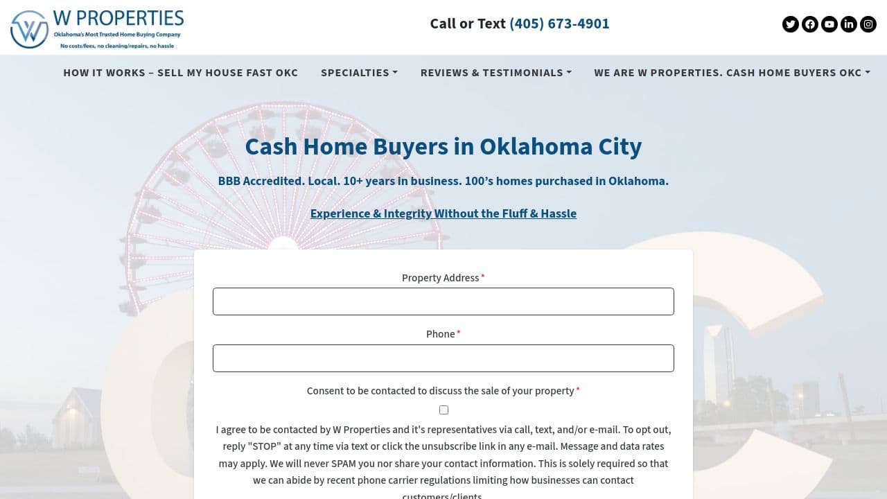 W Properties website screenshot