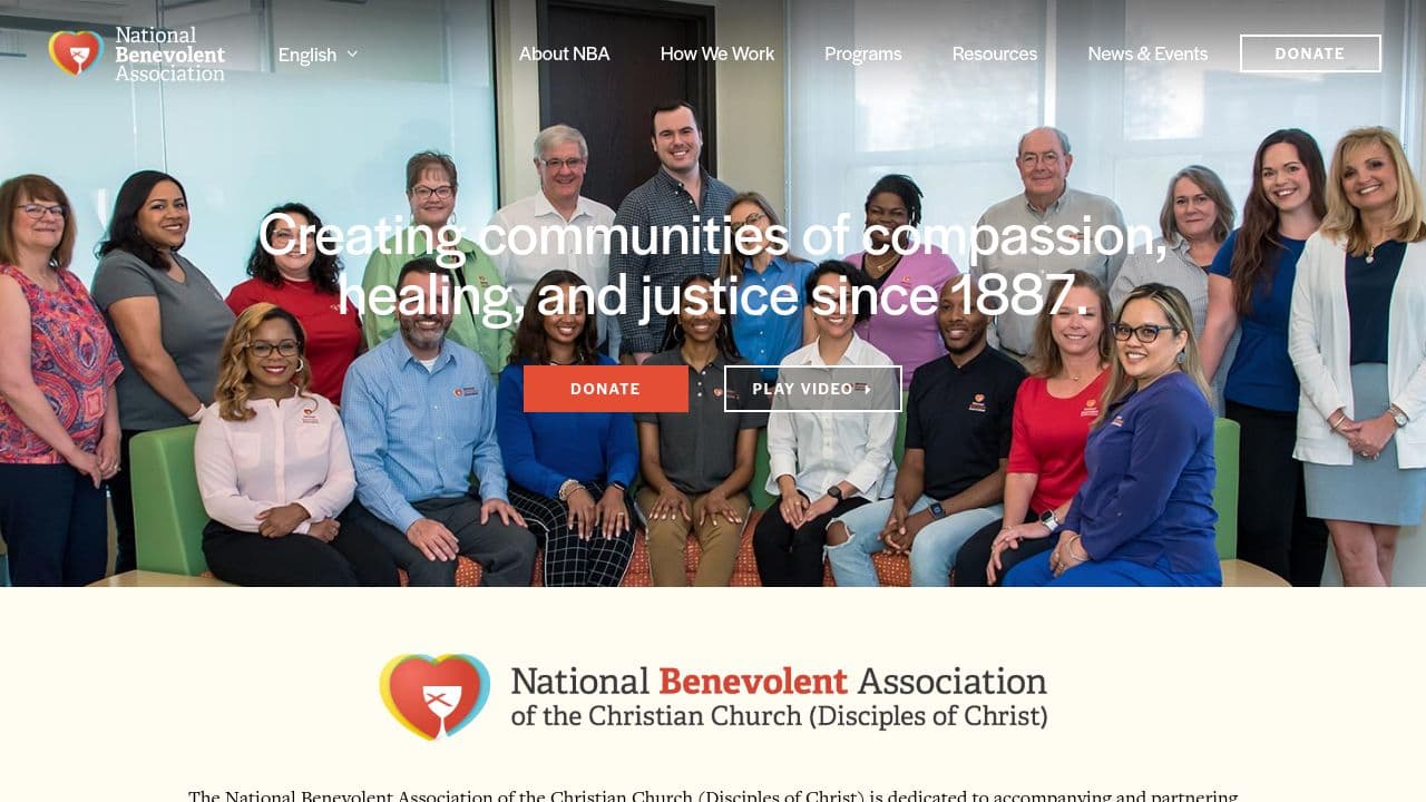 National Benevolent Association website screenshot