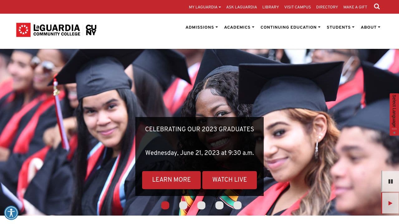 LaGuardia Community College website screenshot