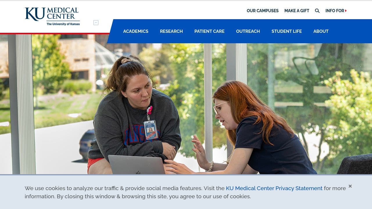University of Kansas Medical Center website screenshot