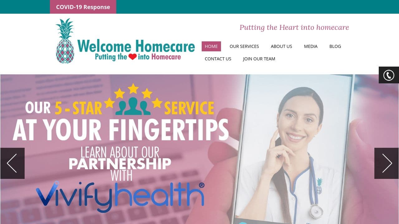 Welcome Homecare website screenshot