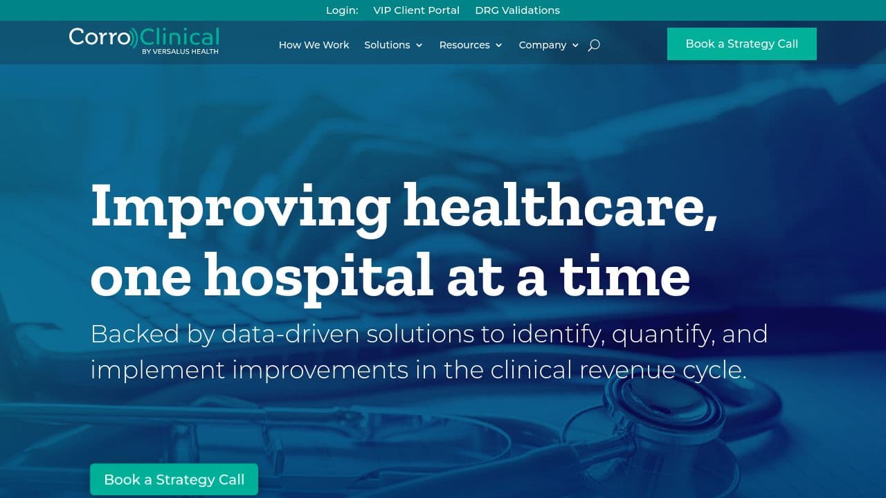 Corro Clinical by Versalus Health website screenshot