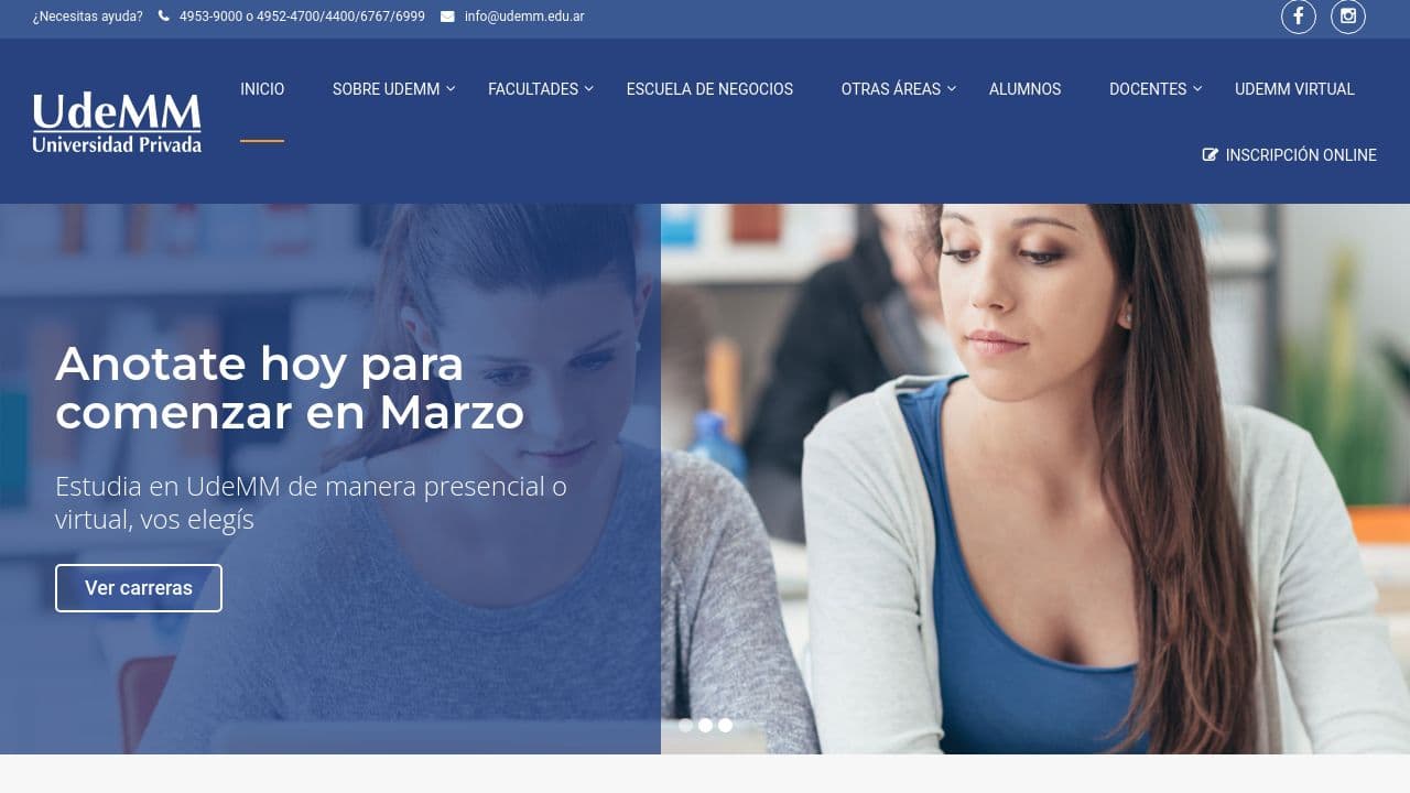Universidad de la Marina Mercante website screenshot