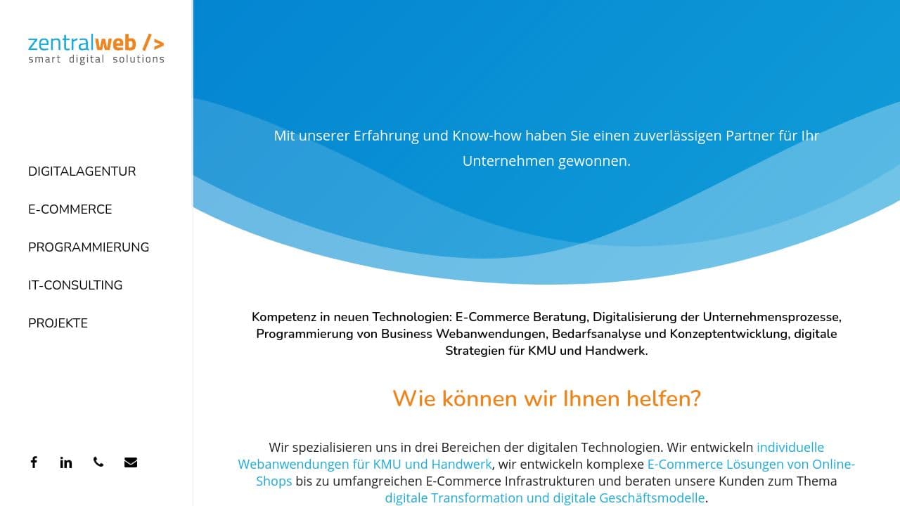 ZentralWeb GmbH website screenshot