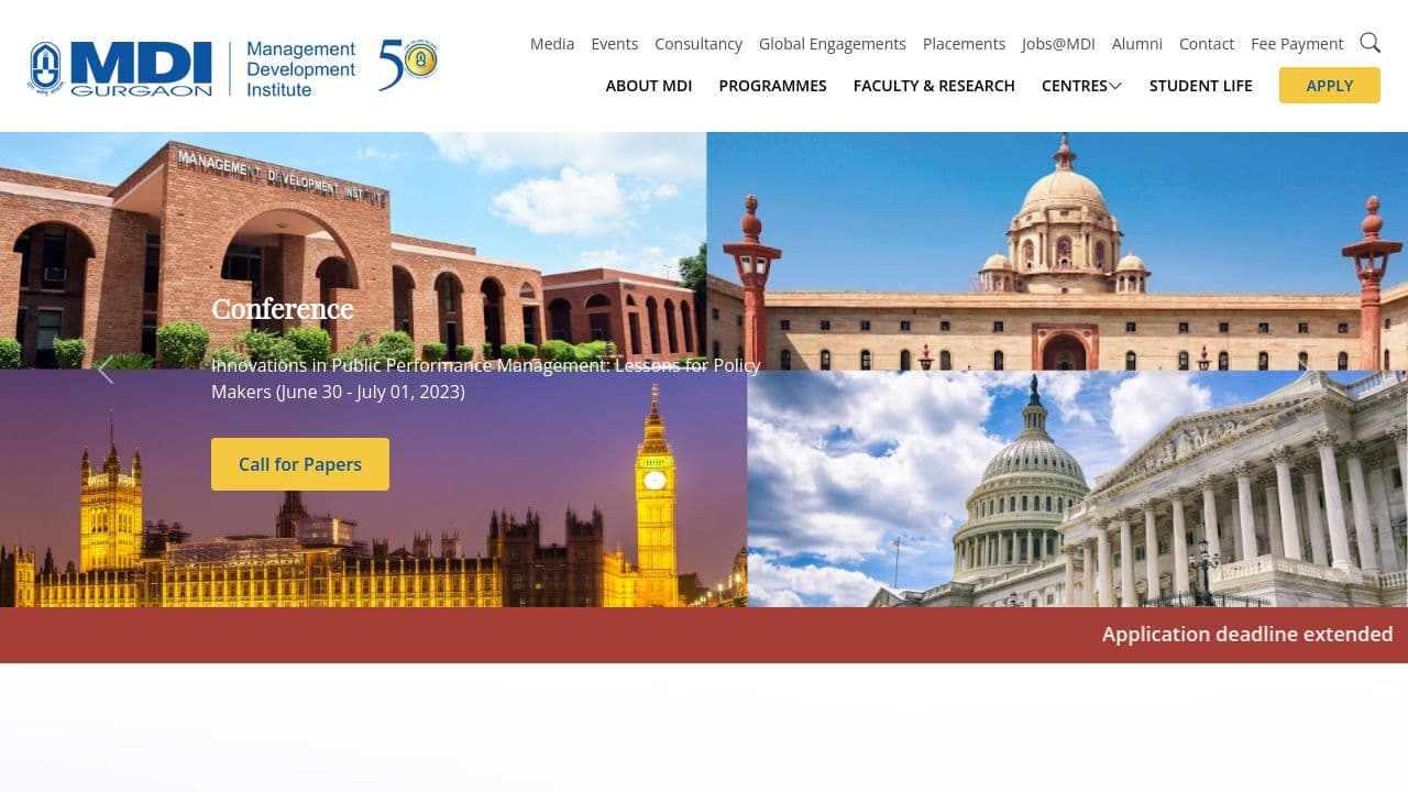 Management Development Institute, Gurgaon website screenshot