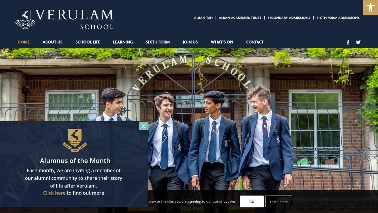 Verulam School website screenshot