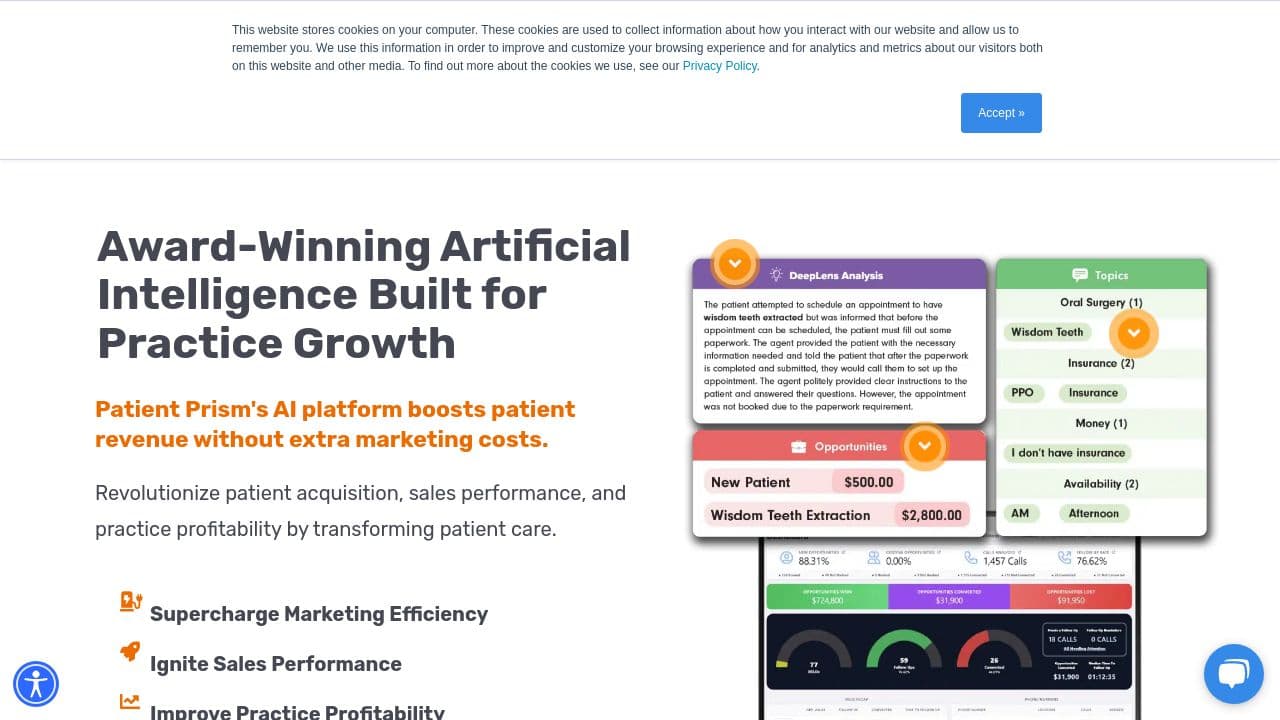 Patient Prism  website screenshot