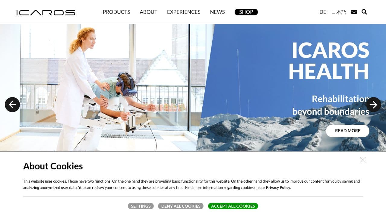 ICAROS website screenshot