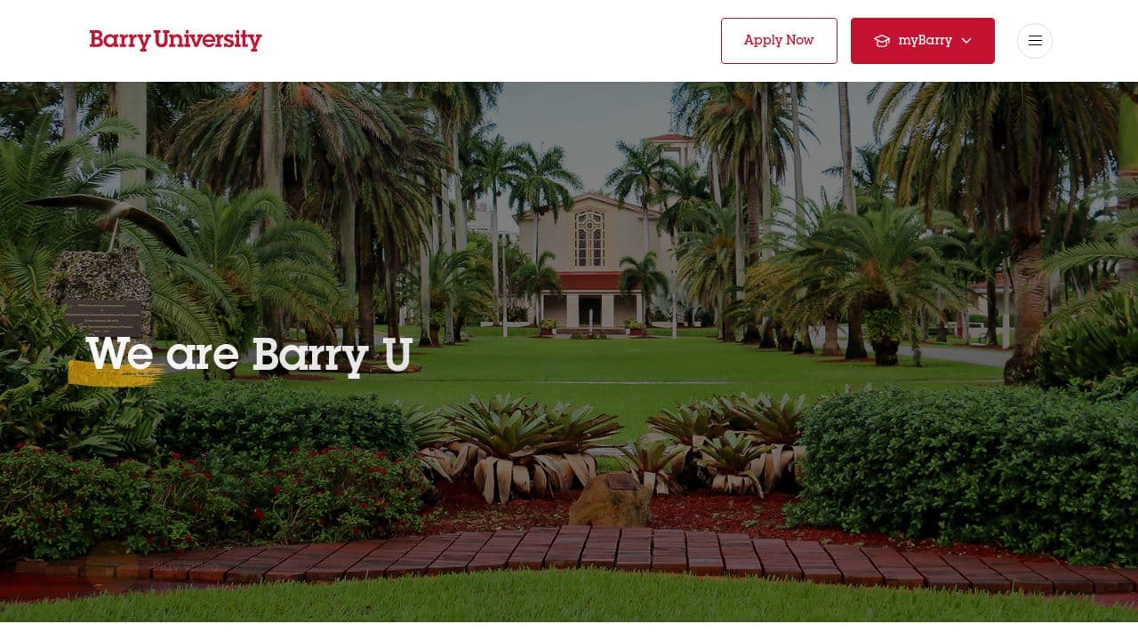 Barry University website screenshot