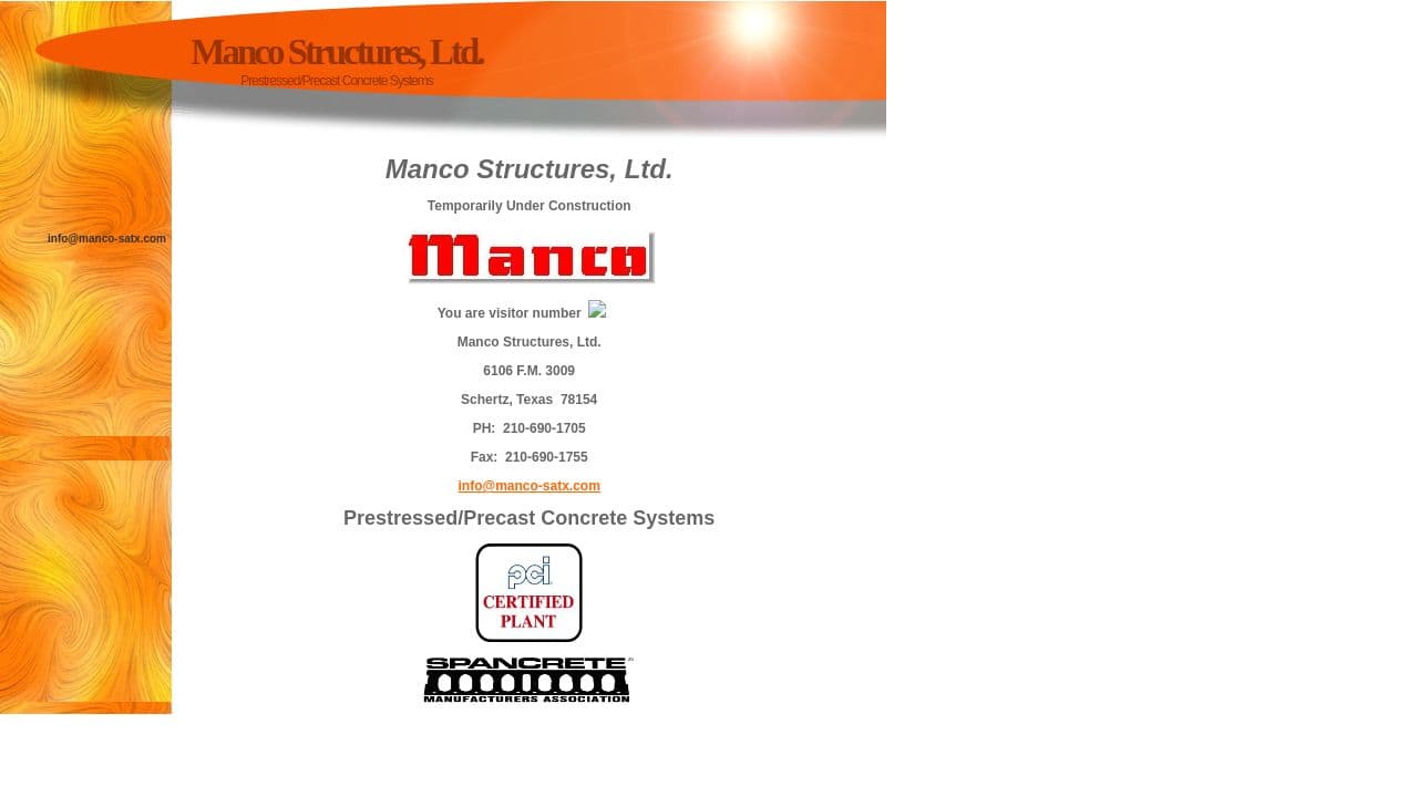 Manco Structures LTD website screenshot