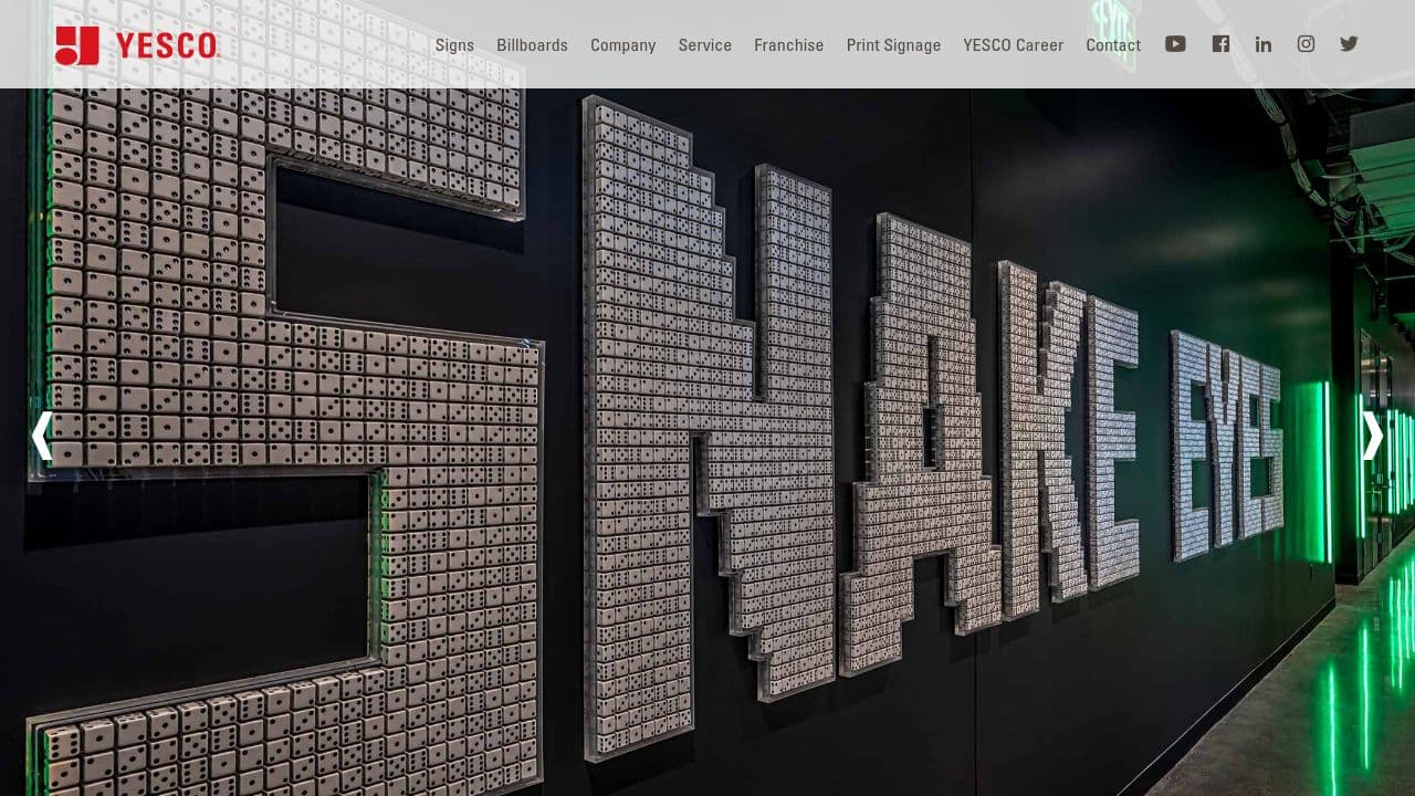 YESCO website screenshot