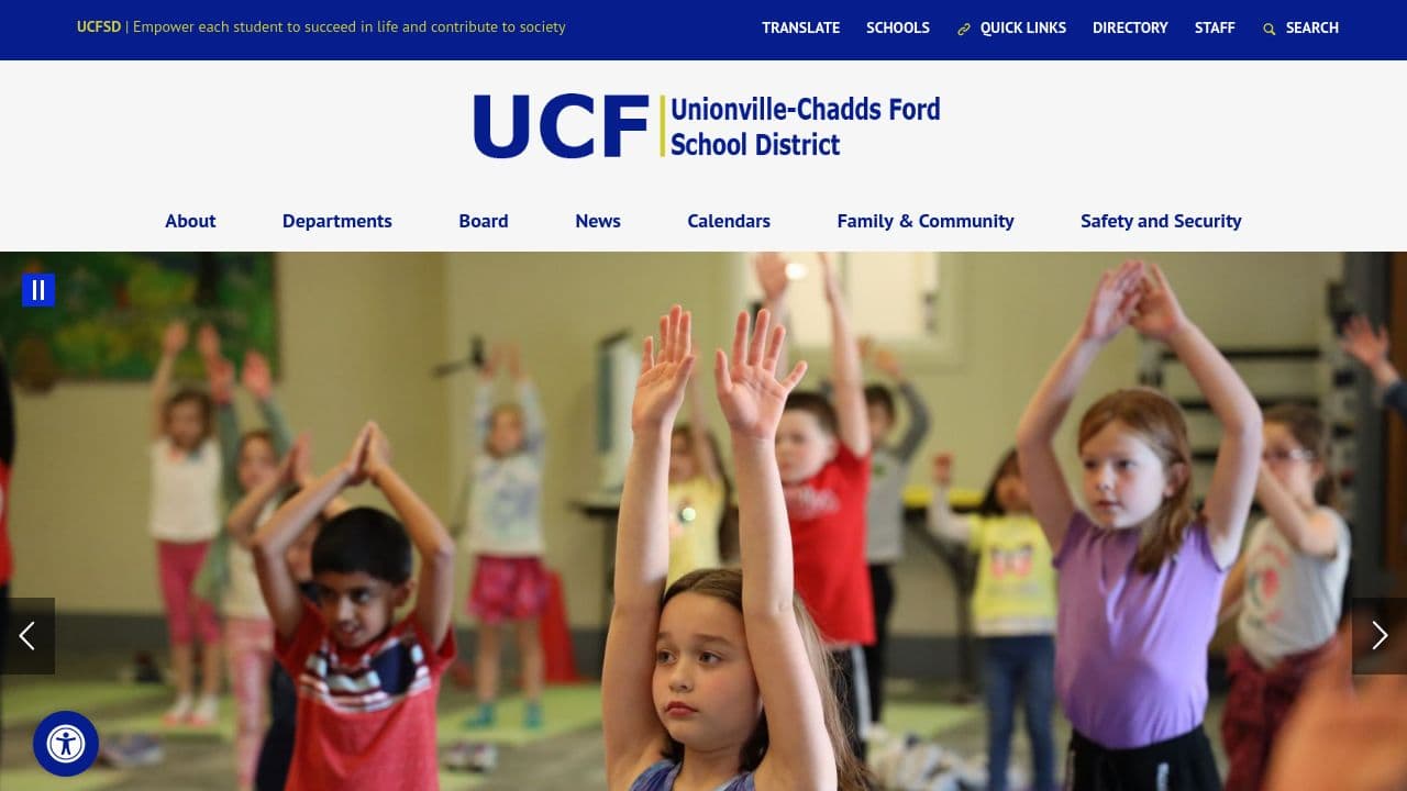 Unionville-Chadds Ford School District website screenshot