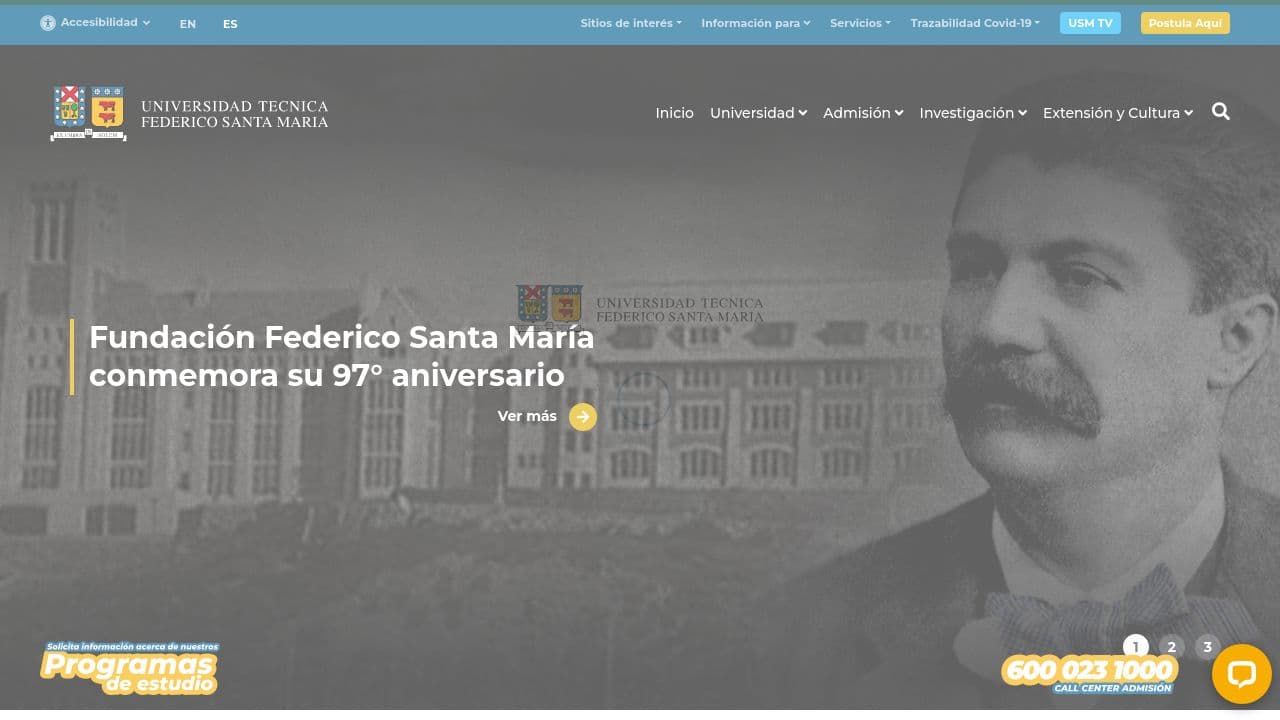 Universidad Tecnica Federico Santa Maria website screenshot