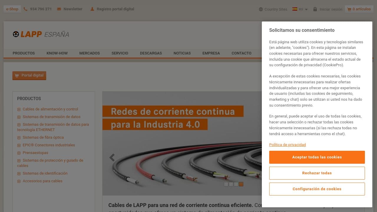 LAPP Spain website screenshot